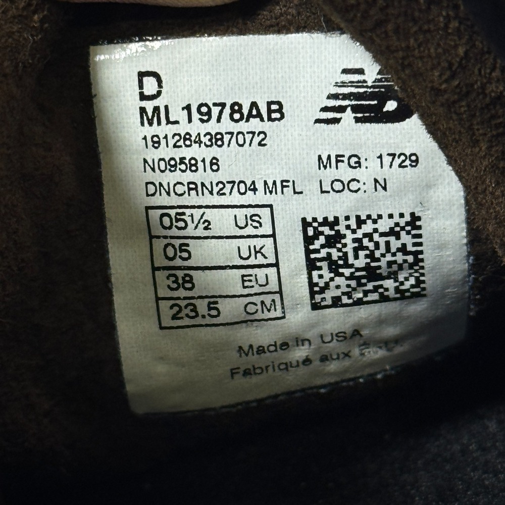 New Balance 1978 Made in USA ML1978AB Sneaker Mens 5.5 Brown Suede Walking Shoes - Picture 7 of 8